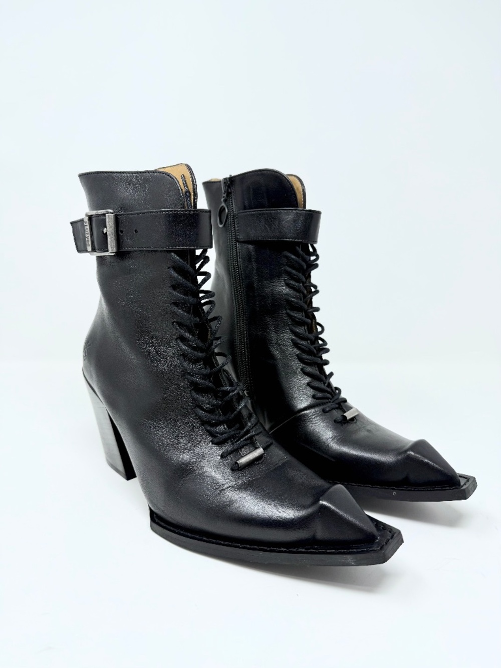 John Fluevog Cubist Cupcake Swordfish Hi Boots – Black - Size 8.5